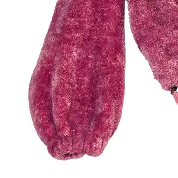 Free People Fuzzy Cropped Oversized Half Zip Soft Hoodie Pink Gray Large - Picture 4 of 11